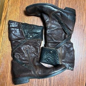 Bata brown leather boots shoes size 6.5